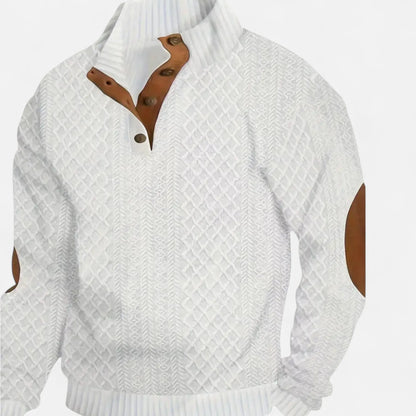 Herren Zopfmuster Strickpullover | Knopfkragen