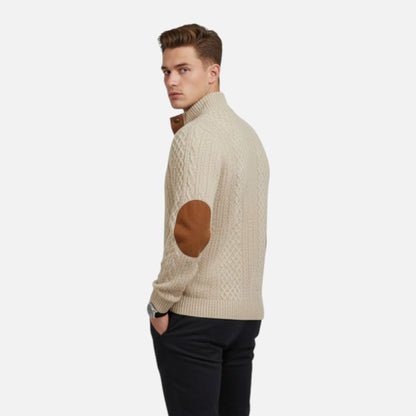 Herren Zopfmuster Strickpullover | Knopfkragen