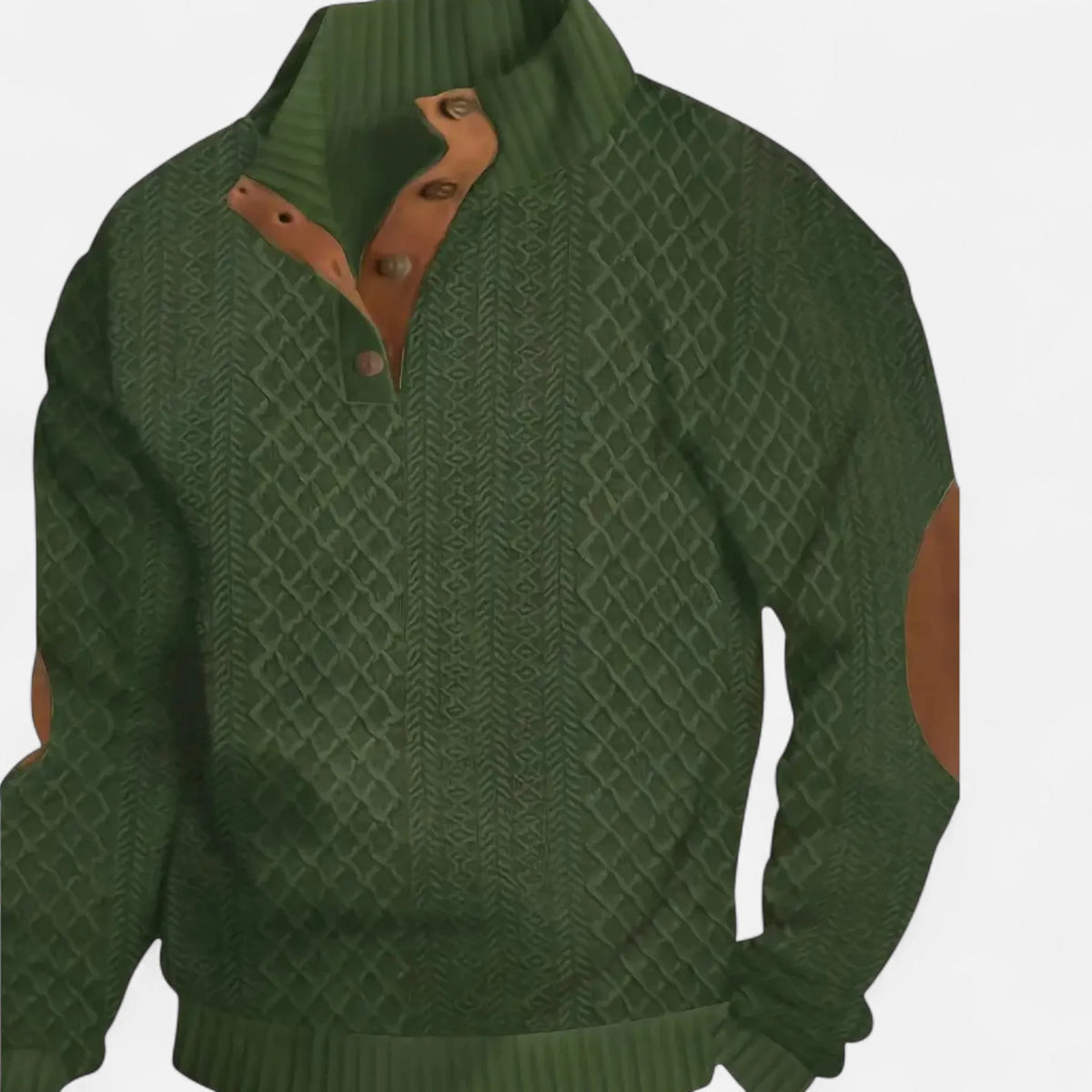Herren Zopfmuster Strickpullover | Knopfkragen
