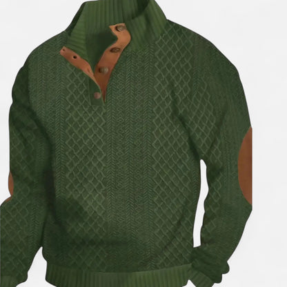 Herren Zopfmuster Strickpullover | Knopfkragen