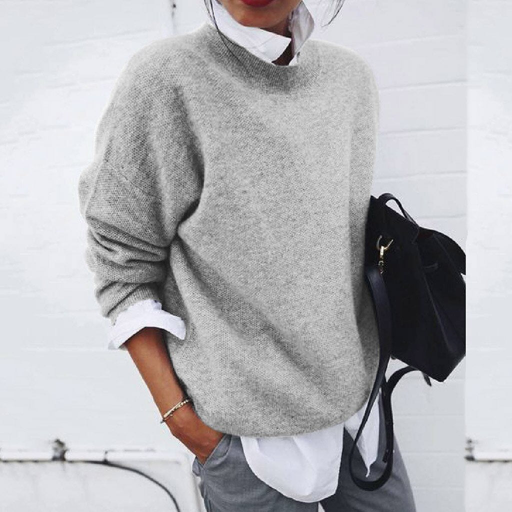 Chiara | Damen Eleganter Rundhalsausschnitt Strickpullover