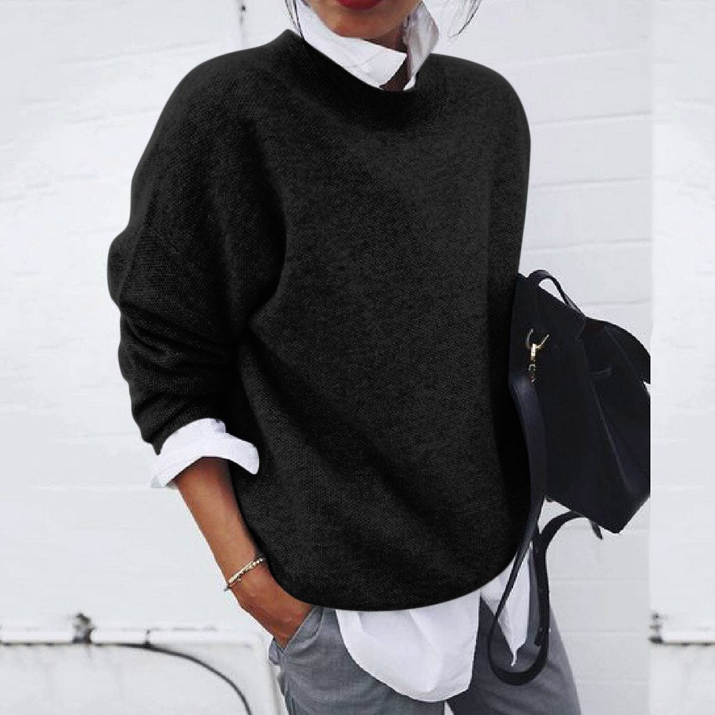 Chiara | Damen Eleganter Rundhalsausschnitt Strickpullover