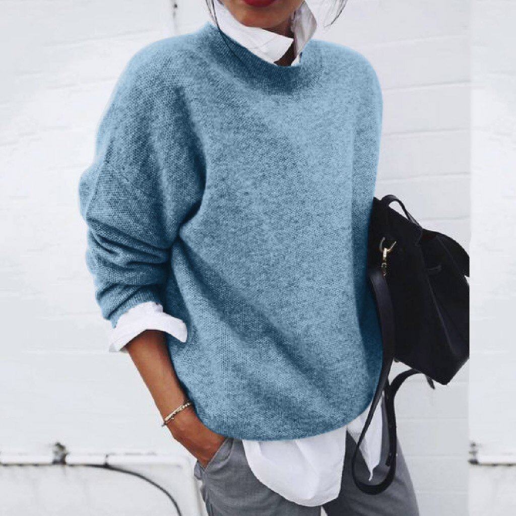Chiara | Damen Eleganter Rundhalsausschnitt Strickpullover