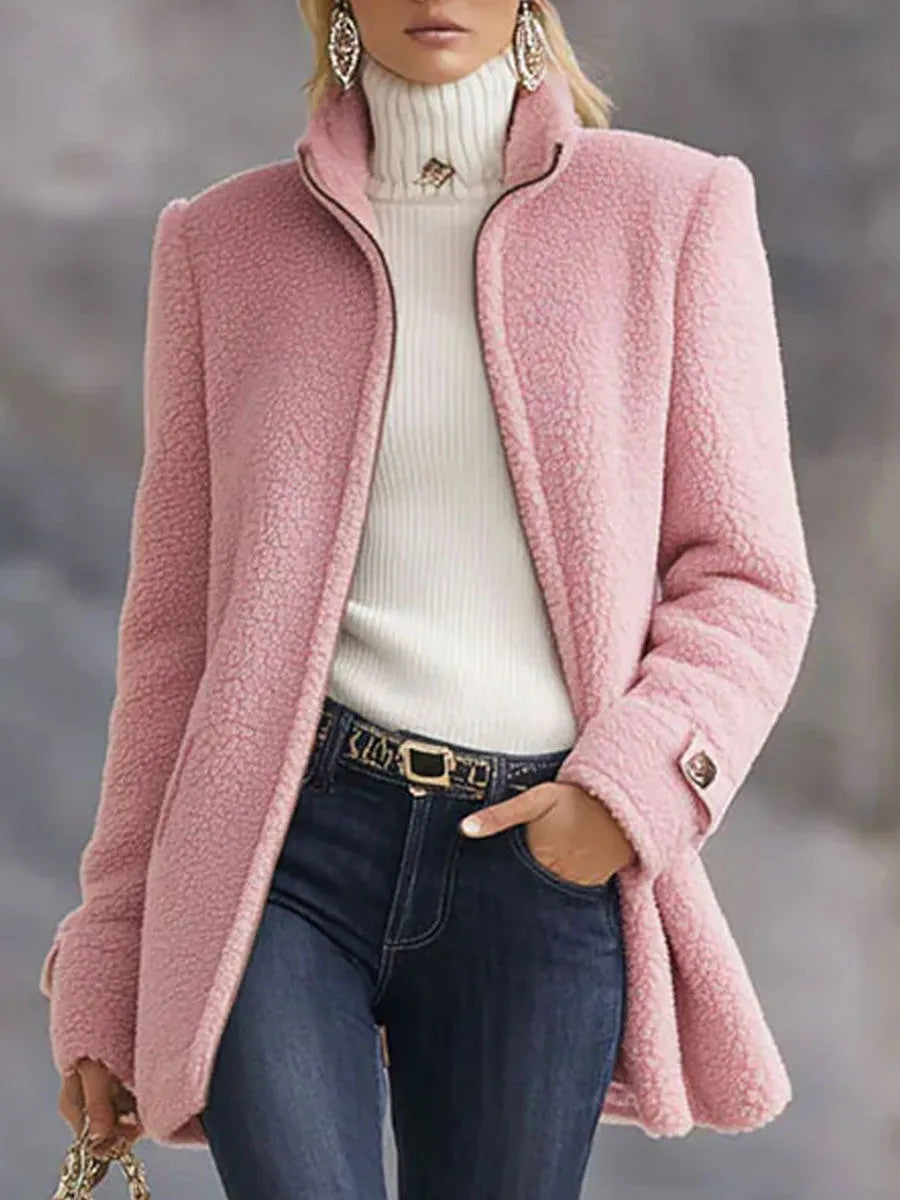 Liana | Damen Kuschelige Fleece Reissverschluss Manteljacke