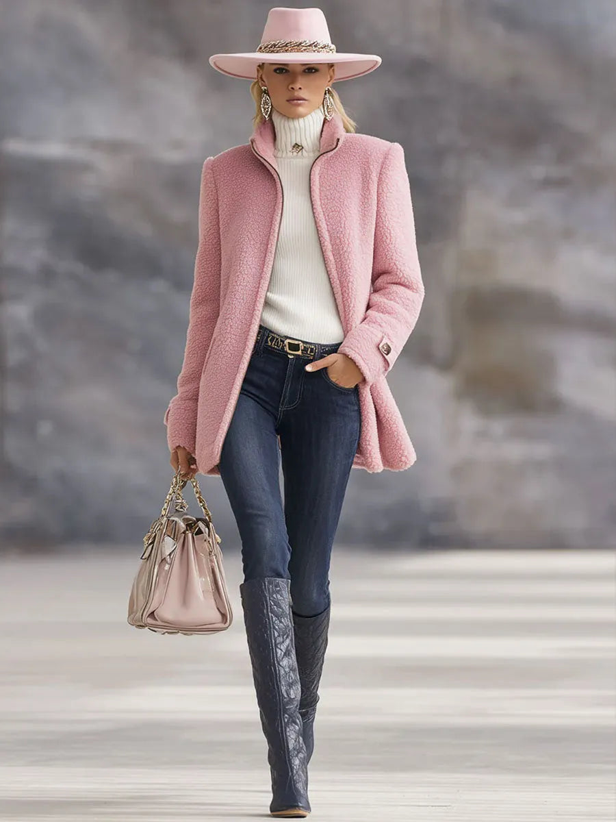 Liana | Damen Kuschelige Fleece Reissverschluss Manteljacke