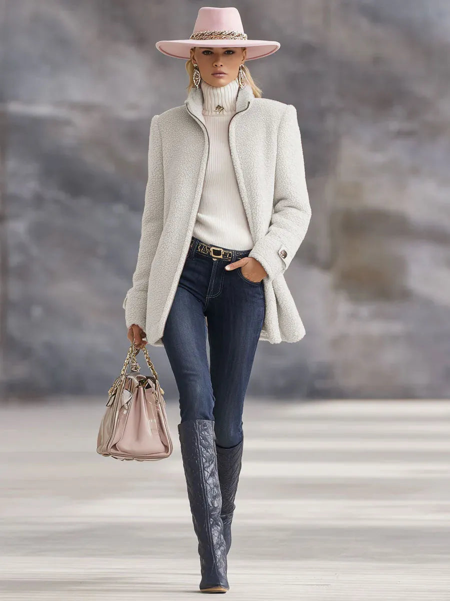Liana | Damen Kuschelige Fleece Reissverschluss Manteljacke