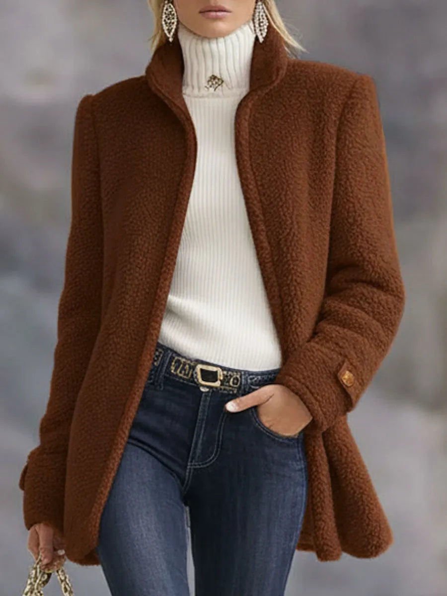 Liana | Damen Kuschelige Fleece Reissverschluss Manteljacke