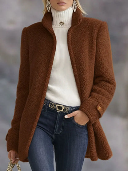 Liana | Damen Kuschelige Fleece Reissverschluss Manteljacke