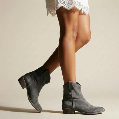 Liliane | Damen Lässige Flache Stiefeletten Cowboy-Stil