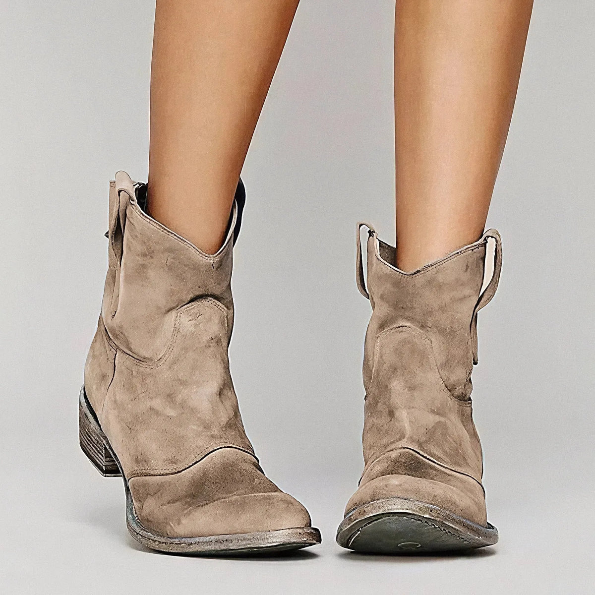 Liliane | Damen Lässige Flache Stiefeletten Cowboy-Stil