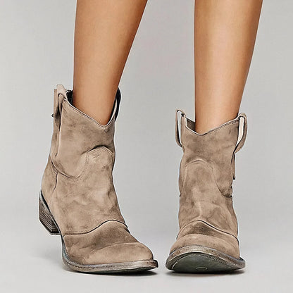 Liliane | Damen Lässige Flache Stiefeletten Cowboy-Stil