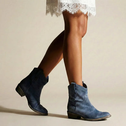 Liliane | Damen Lässige Flache Stiefeletten Cowboy-Stil
