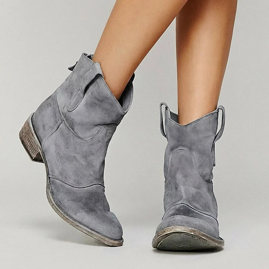 Liliane | Damen Lässige Flache Stiefeletten Cowboy-Stil