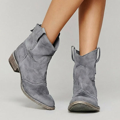Liliane | Damen Lässige Flache Stiefeletten Cowboy-Stil