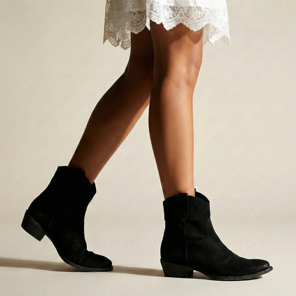 Liliane | Damen Lässige Flache Stiefeletten Cowboy-Stil