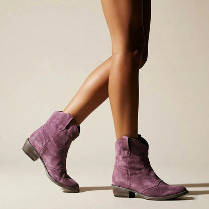 Liliane | Damen Lässige Flache Stiefeletten Cowboy-Stil
