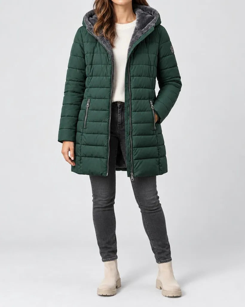Lotte | Damen Gepolsterter Steppmantel mit Kapuze