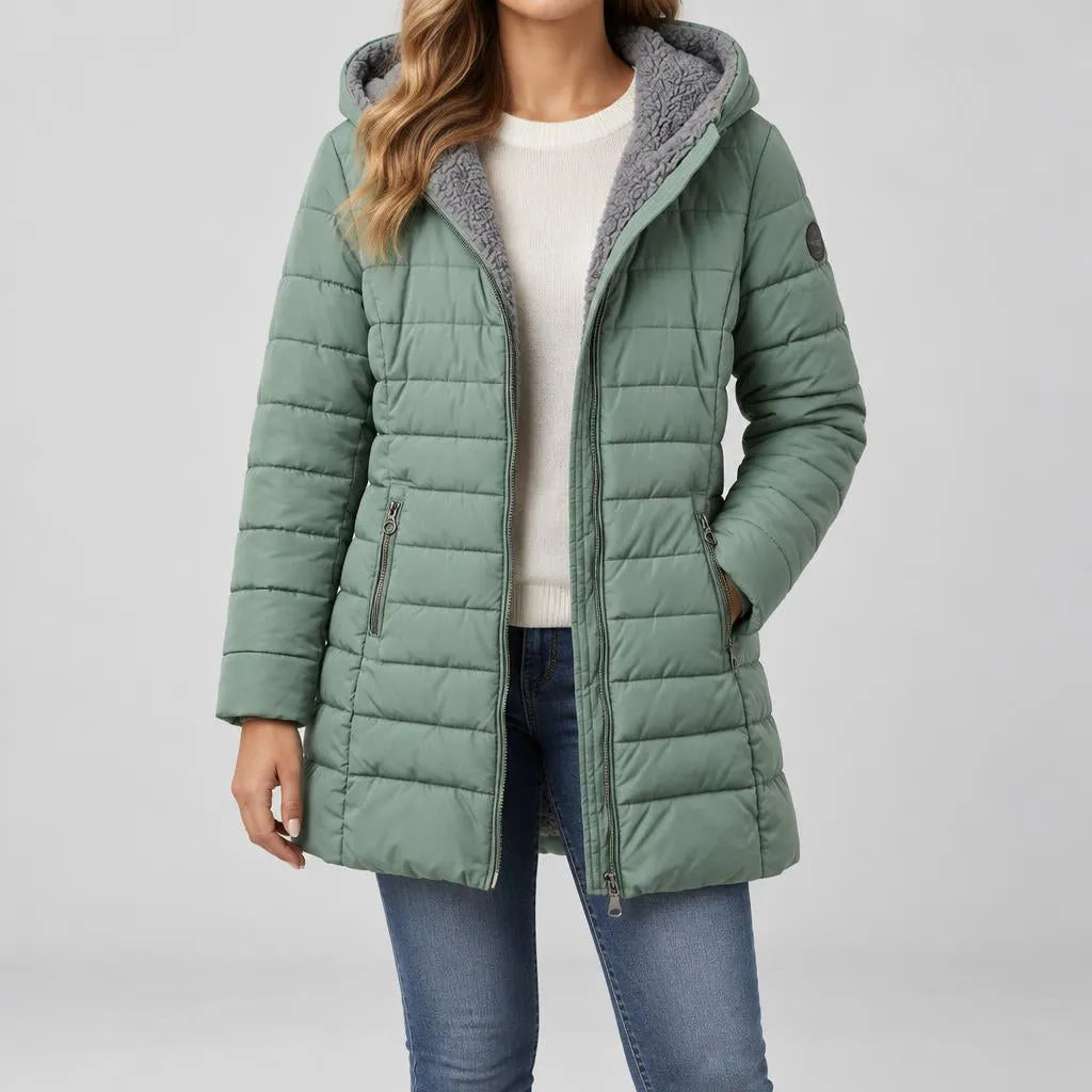 Lotte | Damen Gepolsterter Steppmantel mit Kapuze