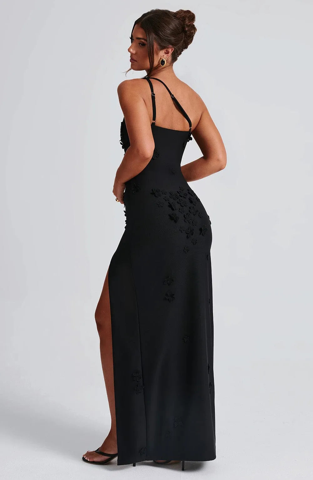 Rosalie | Damen Elegantes Asymmetrisches Maxikleid mit 3D-Blüten
