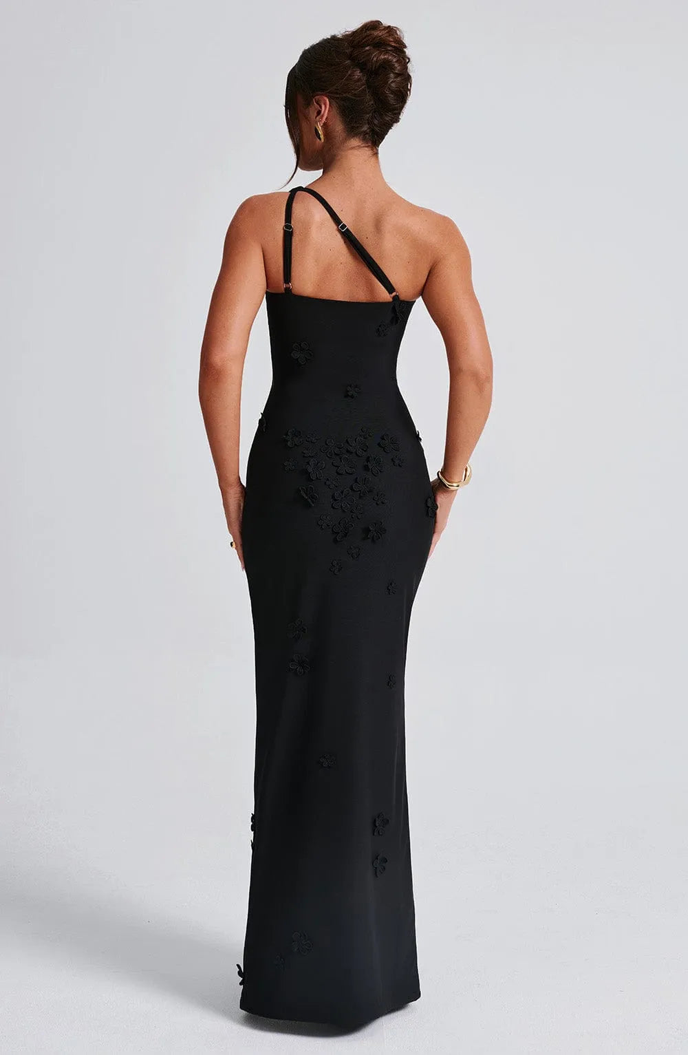 Rosalie | Damen Elegantes Asymmetrisches Maxikleid mit 3D-Blüten