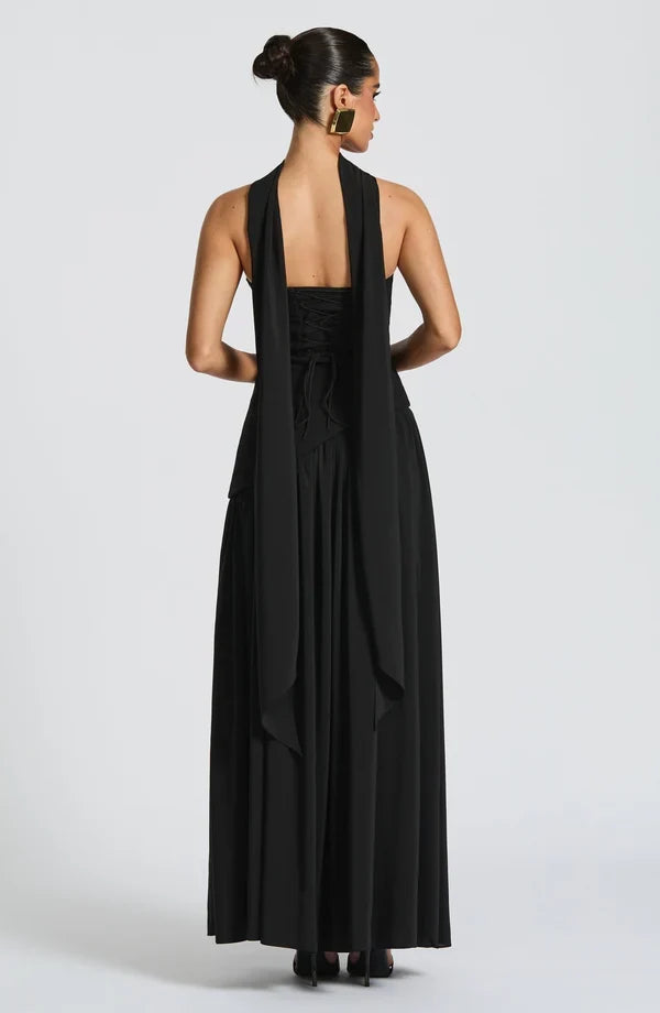 Selina | Damen Elegantes Tailliertes Maxikleid mit asymmetrischem Saum