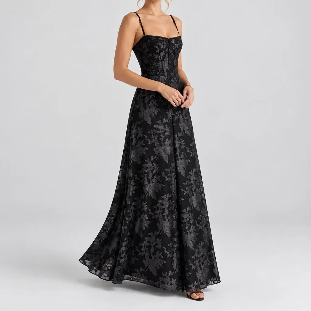 Melanie | Damen Elegantes Maxikleid mit Korsett-Oberteil