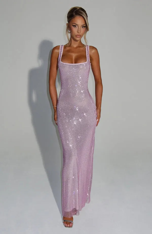Naomi | Damen Elegantes Strass Hochzeitsgäst Maxikleid