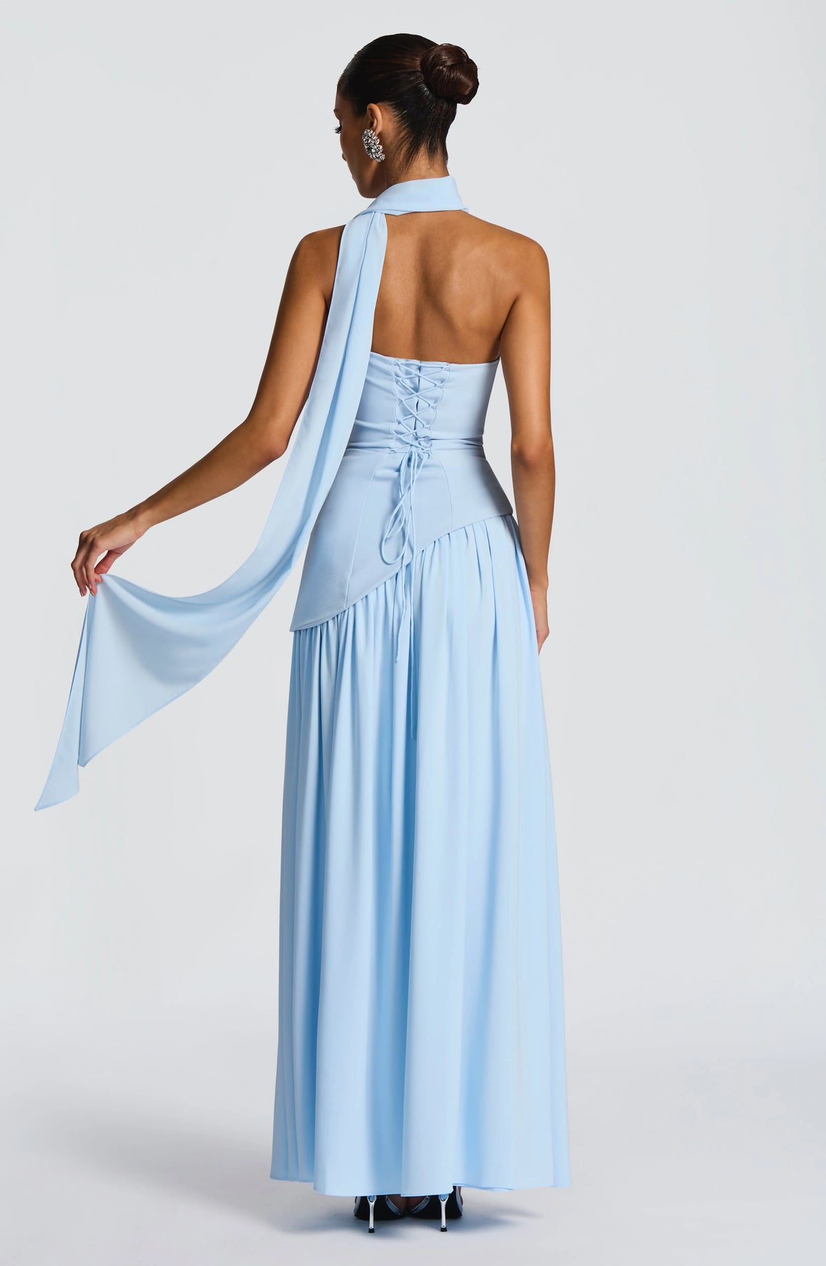 Selina | Damen Elegantes Tailliertes Maxikleid mit asymmetrischem Saum