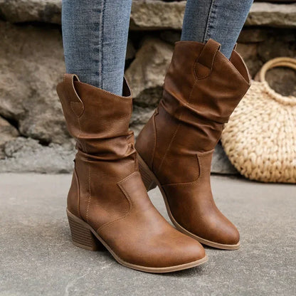 Evelyne | Damen Western Cowboy Stiefel in Mid Calf Länge