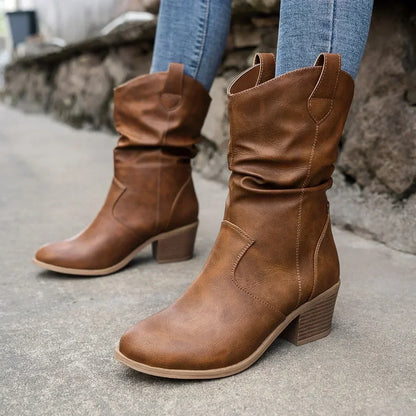 Evelyne | Damen Western Cowboy Stiefel in Mid Calf Länge