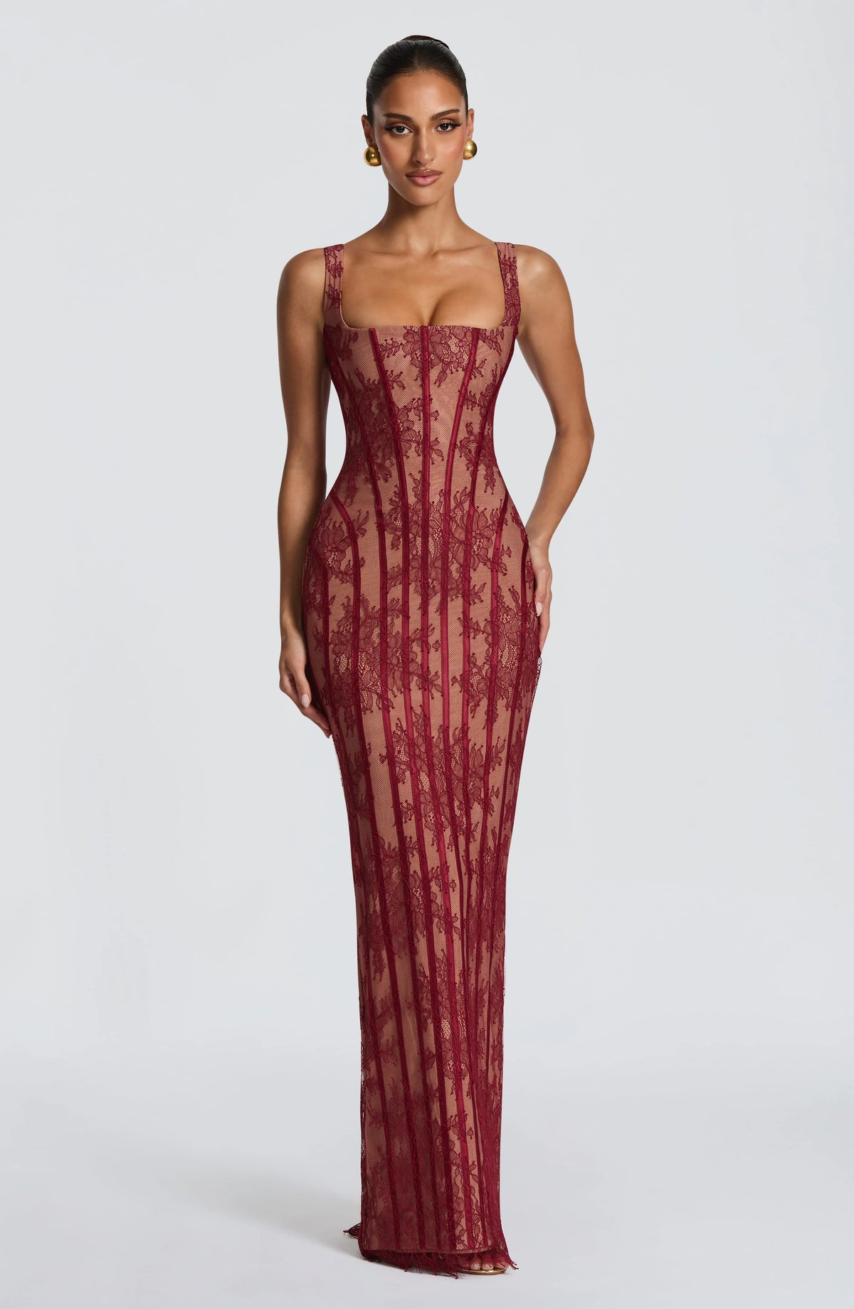 Sibylle | Damen Elegantes Tailliertes Spitzenkleid
