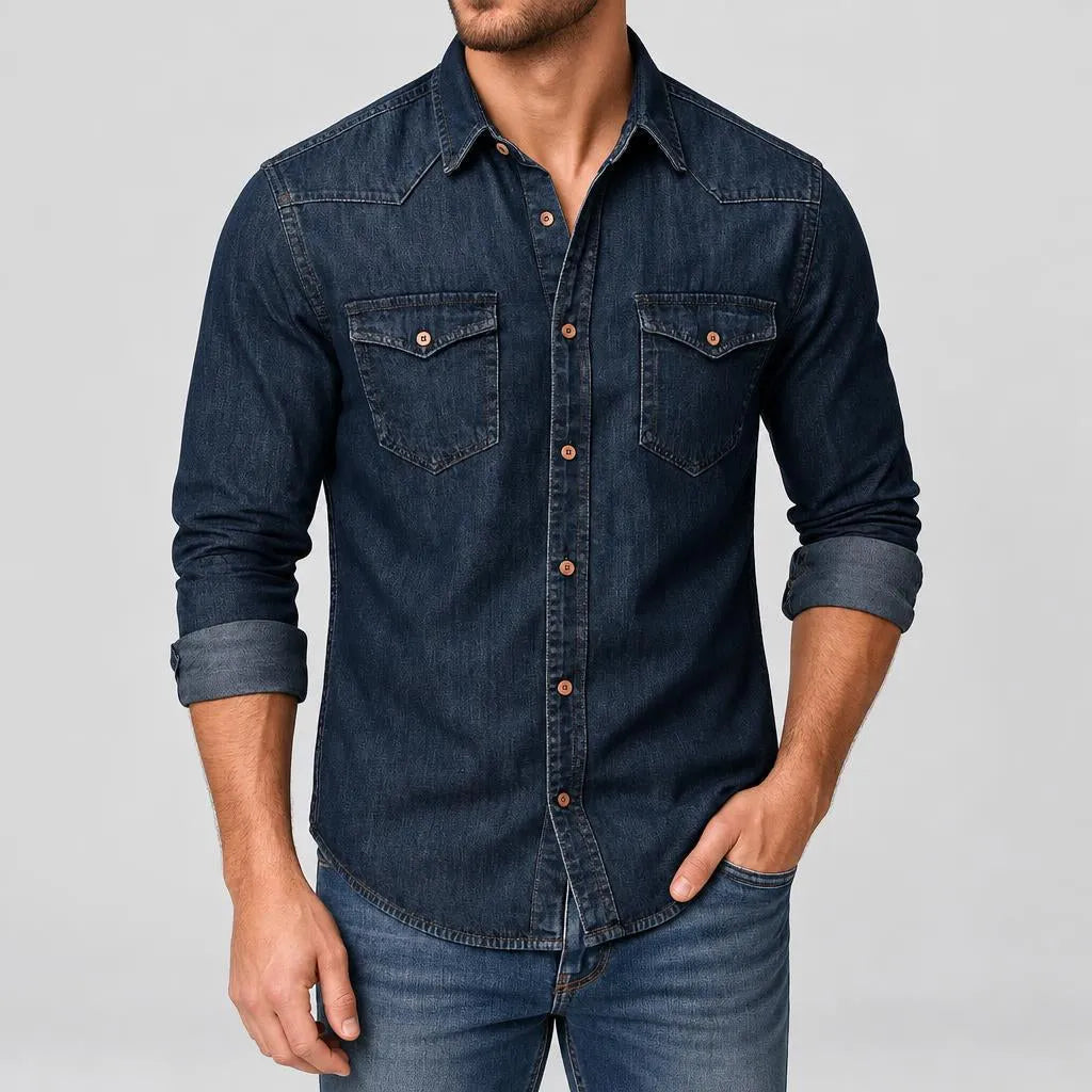 Toni | Herren Druckknöpfen Brusttaschen Jeanshemd