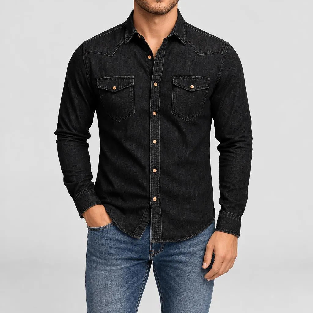 Toni | Herren Druckknöpfen Brusttaschen Jeanshemd