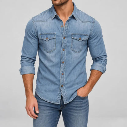 Toni | Herren Druckknöpfen Brusttaschen Jeanshemd
