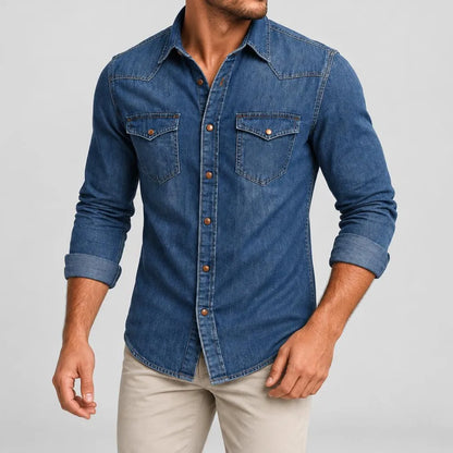 Toni | Herren Druckknöpfen Brusttaschen Jeanshemd