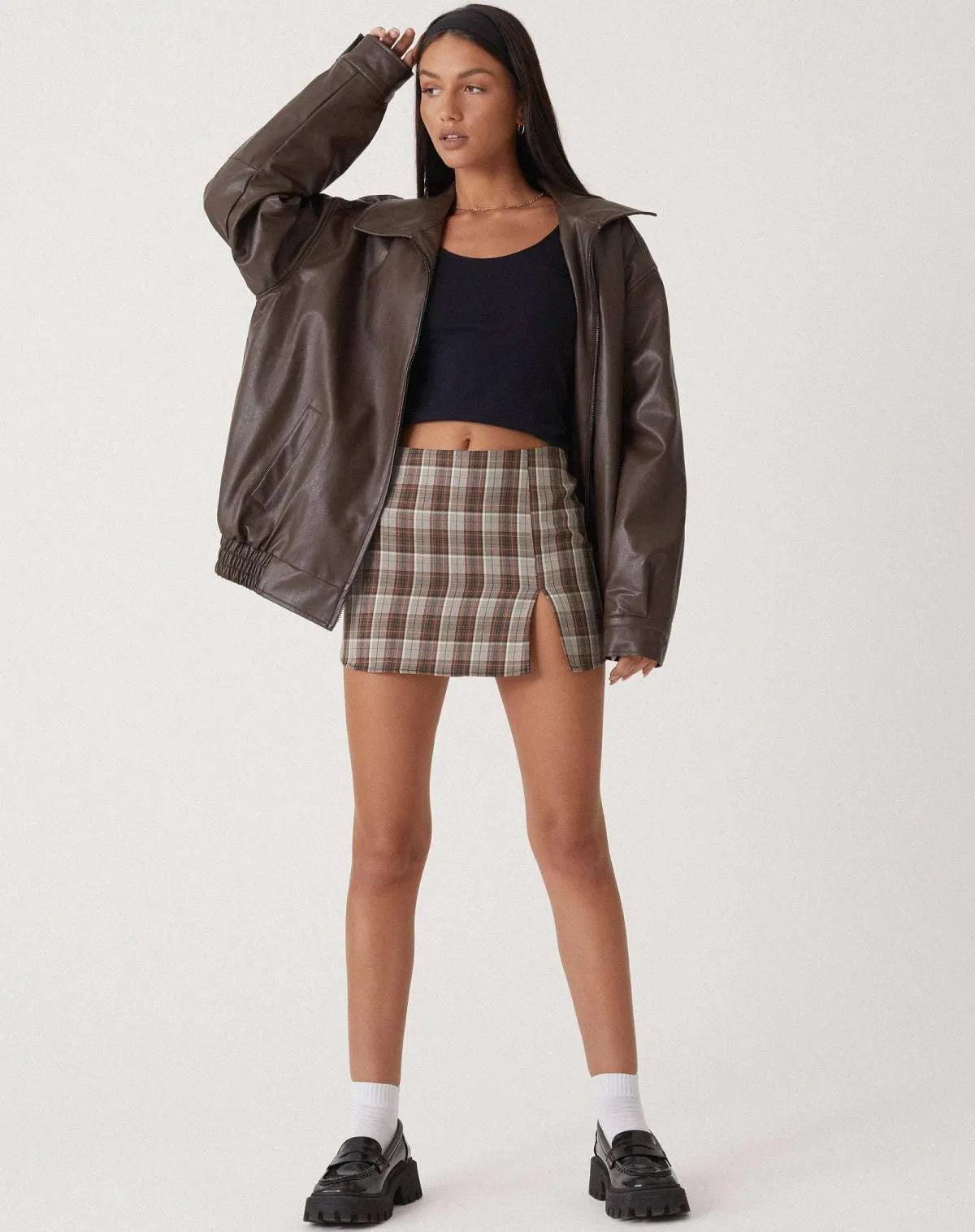 Vera | Damen Vintage Vegan Leder Oversized Jacke