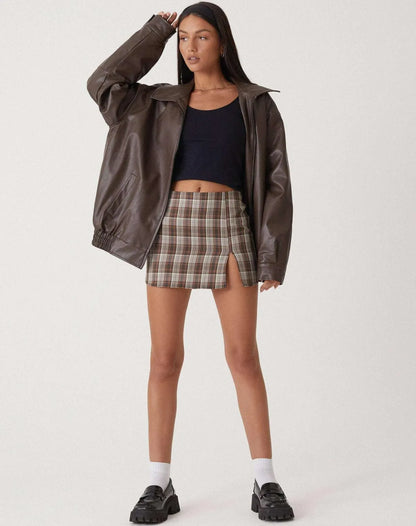 Vera | Damen Vintage Vegan Leder Oversized Jacke