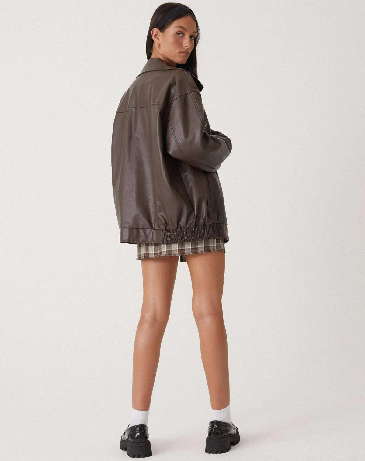 Vera | Damen Vintage Vegan Leder Oversized Jacke