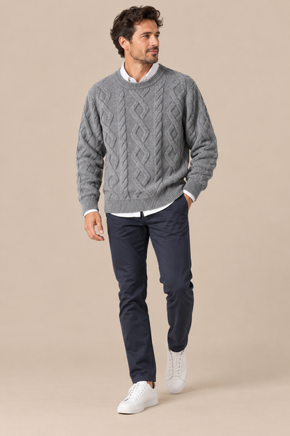 Yohan | Wollpullover Herren mit klassischem Zopfmuster