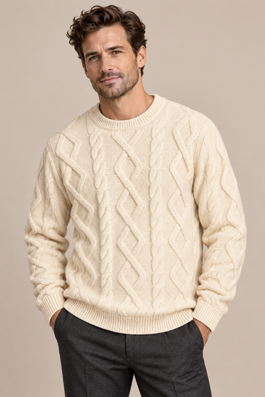 Yohan | Wollpullover Herren mit klassischem Zopfmuster